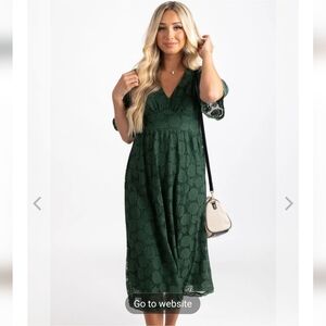 BELLA ELLA Green Lace Midi Dress